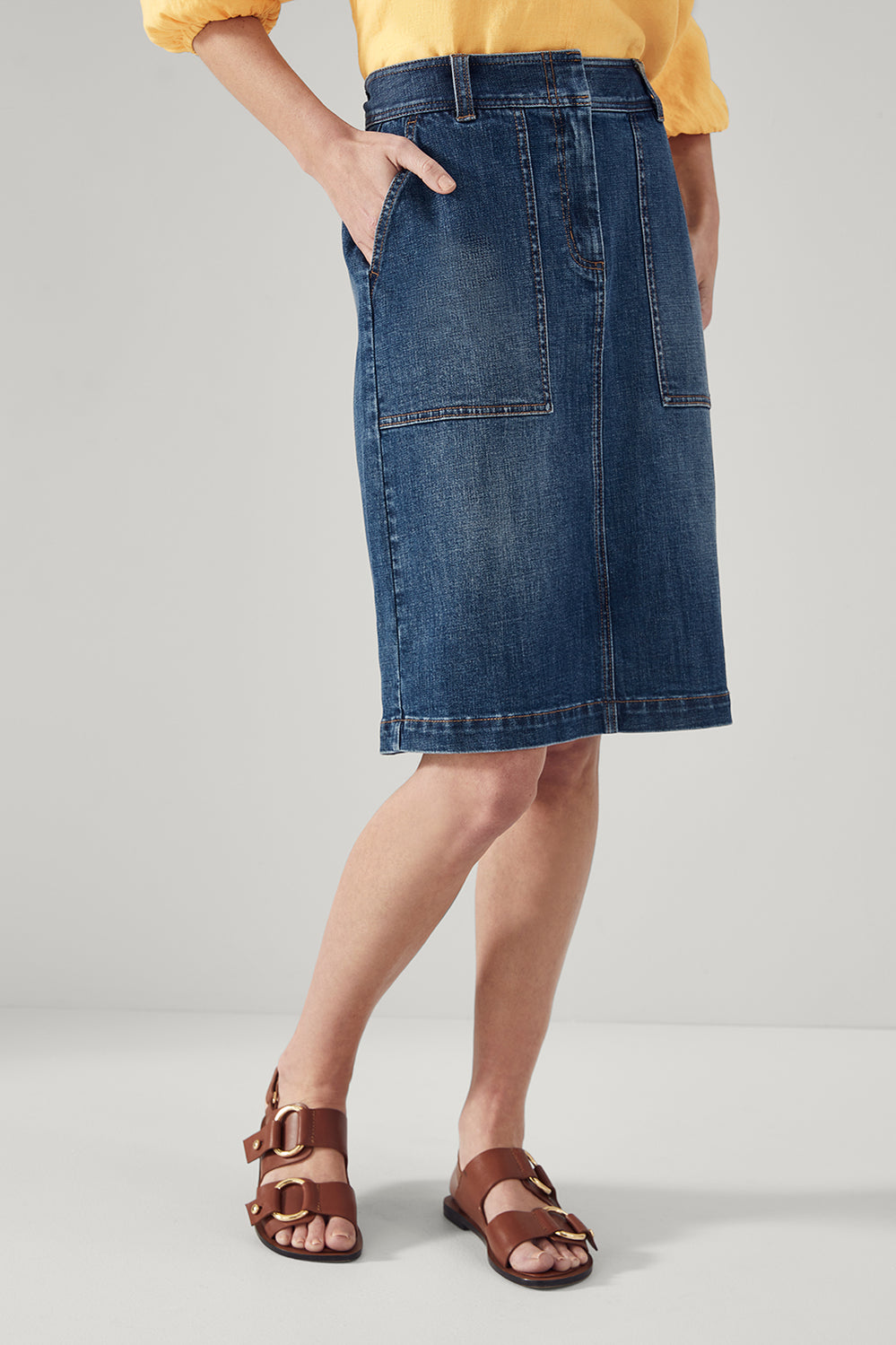 Stretch Denim A-Line Skirt