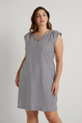 Linen Abstract Fan Shift Dress