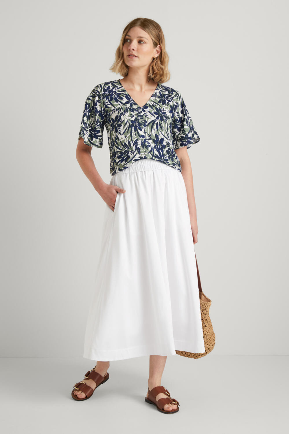 Calypso Floral Flutter Sleeve Top