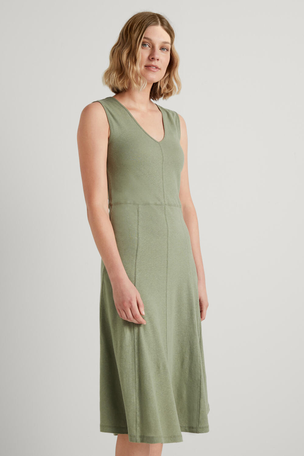 Linen Cotton Seam Detail Dress