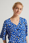 Clipped Hibiscus Flutter Sleeve Top