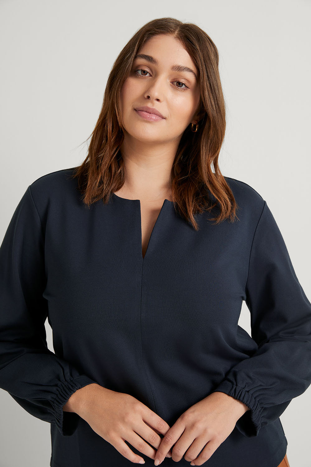 Ponte Gathered Sleeve T-Shirt