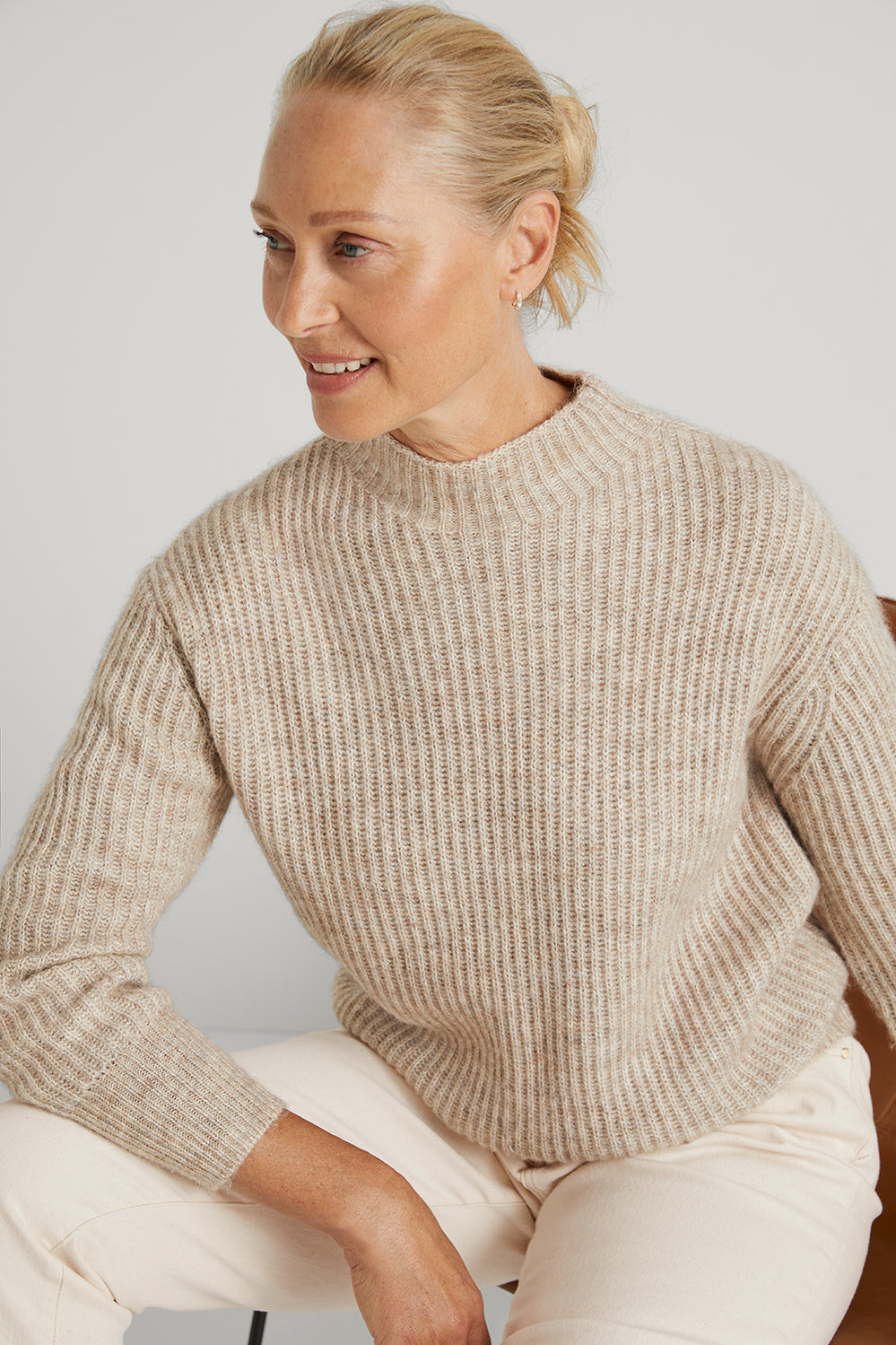 Textured Mock Neck Knit