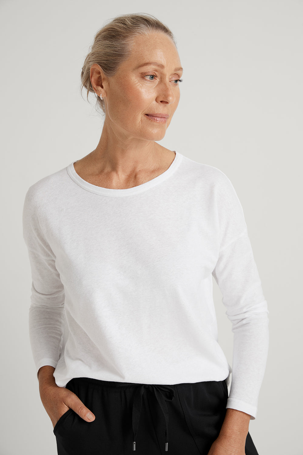 Linen Cotton Relaxed Long Sleeve T-Shirt