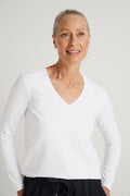 Cotton V Neck Long Sleeve T-Shirt