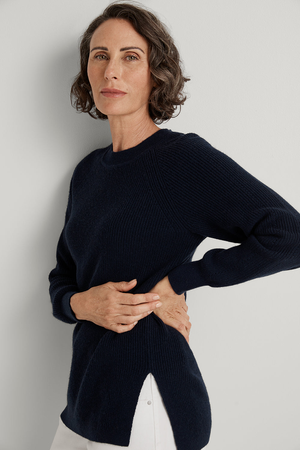 Wool Yak Raglan Stitch Detail Knit