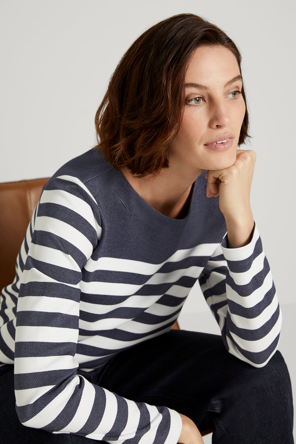 Stripe Bateau Neck Sweat