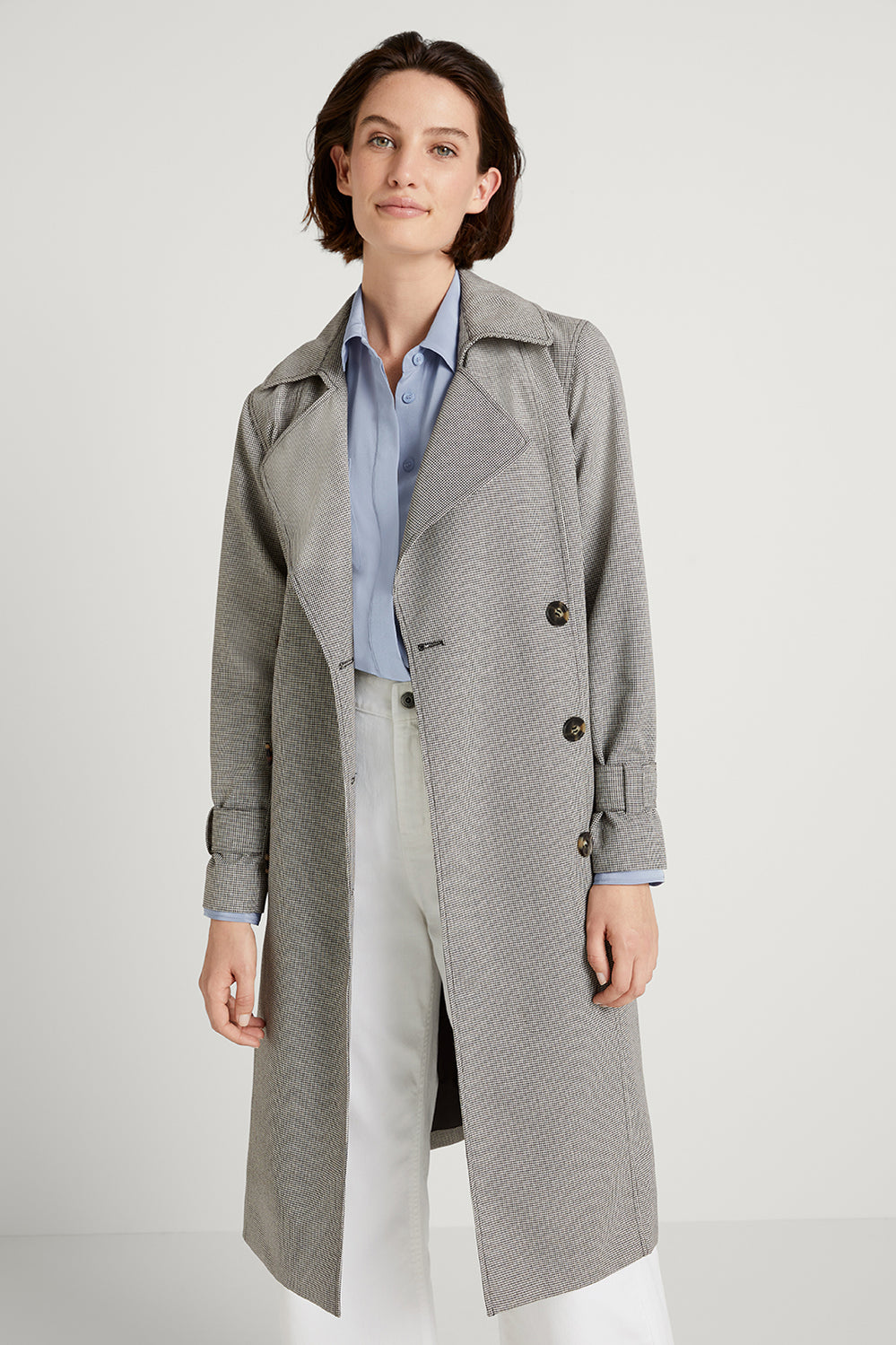 Yarn Dyed Houndstooth Trench Coat