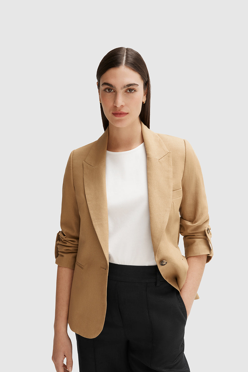 Single Breasted Tab Sleeve Blazer