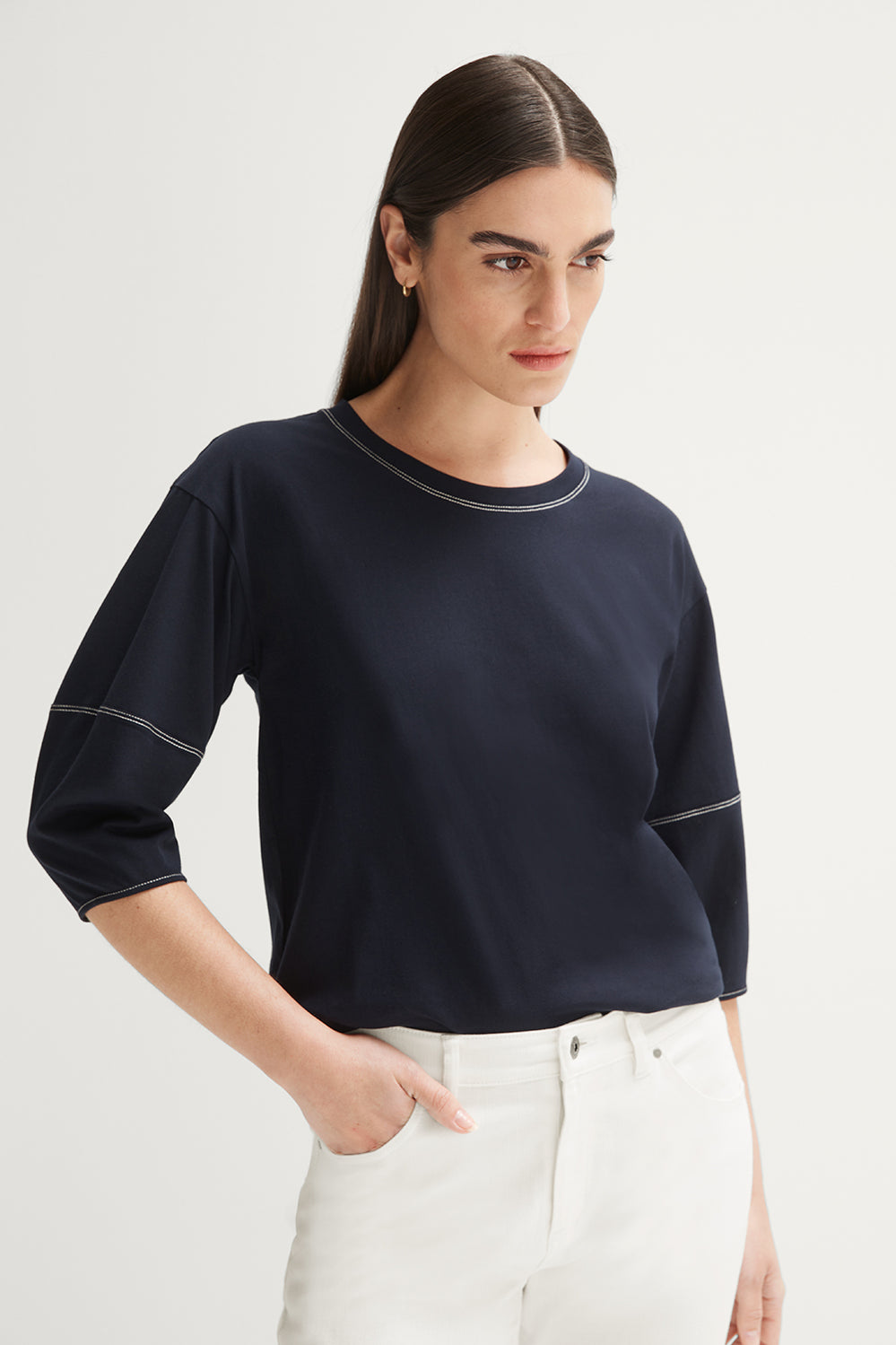 Pima Cotton Lantern Sleeve T-Shirt