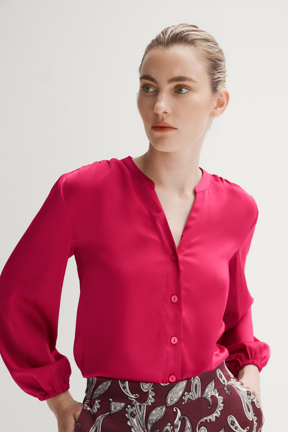 Satin Gather Detail Blouse