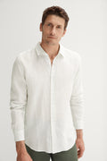 Regular Fit Linen Spot Chevron Print Shirt