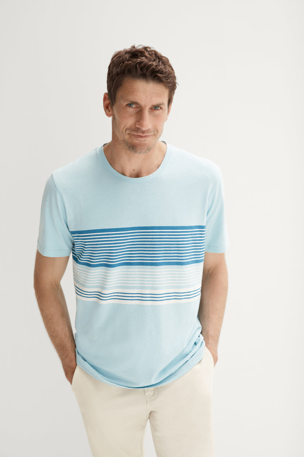 Linen Cotton Variegated Stripe T-Shirt