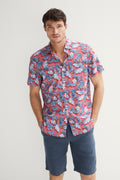 Regular Fit Shadow Tropical Print Shirt