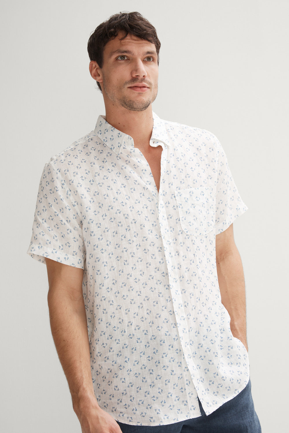 Regular Fit Linen Tossed Wave Shirt