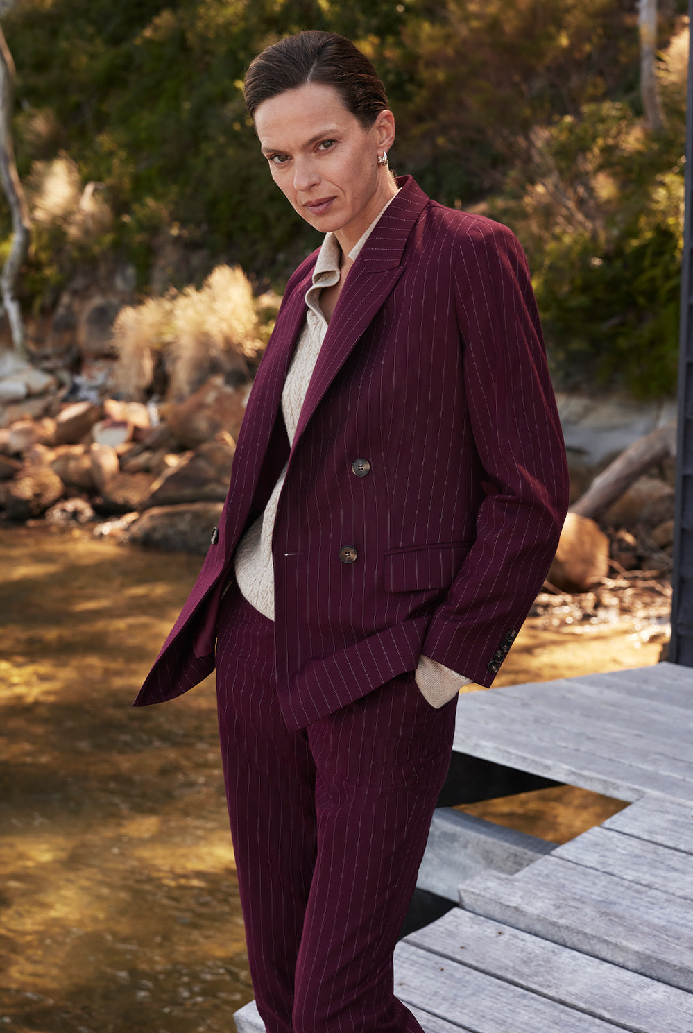 Pinstripe Double Breasted Blazer