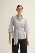 Yarn Dyed Stripe Belted Shirt