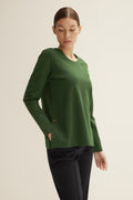 Ponte Button Detail Long Sleeve T-Shirt