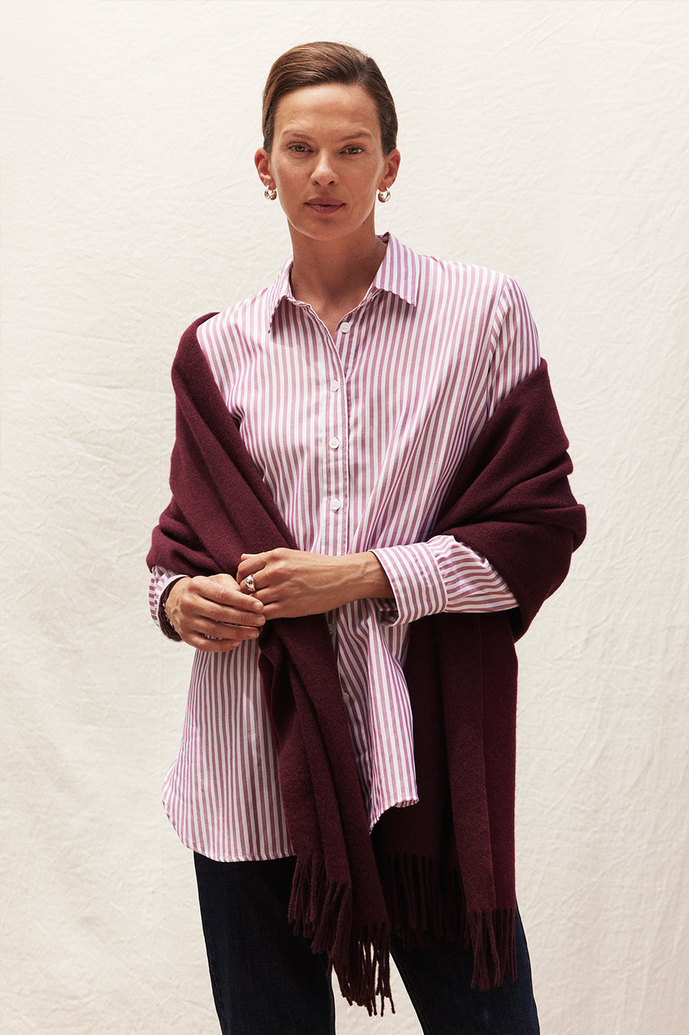 Cotton Modal Stripe Longline Shirt