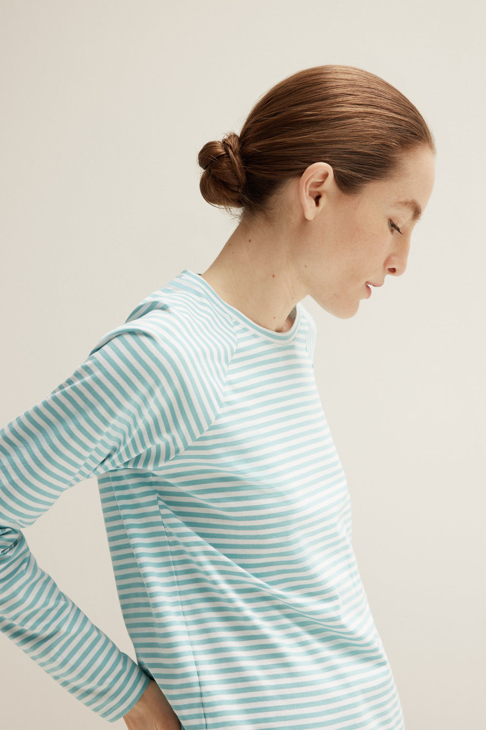 Cotton Stripe Raglan Sleeve T-Shirt