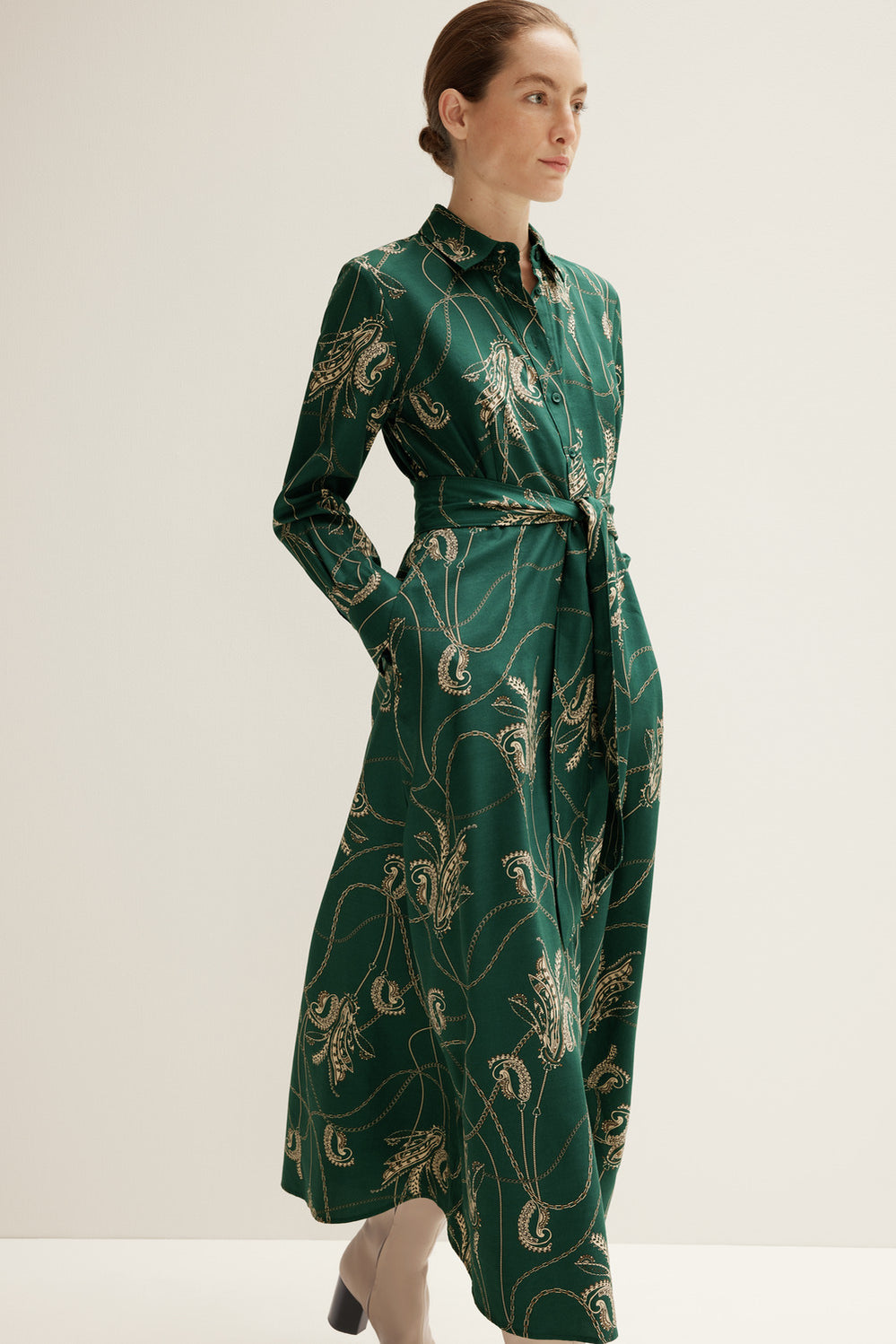 Cotton Modal Ornate Chain Shirt Dress