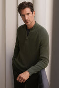 Cotton Cashmere Textured Half Zip