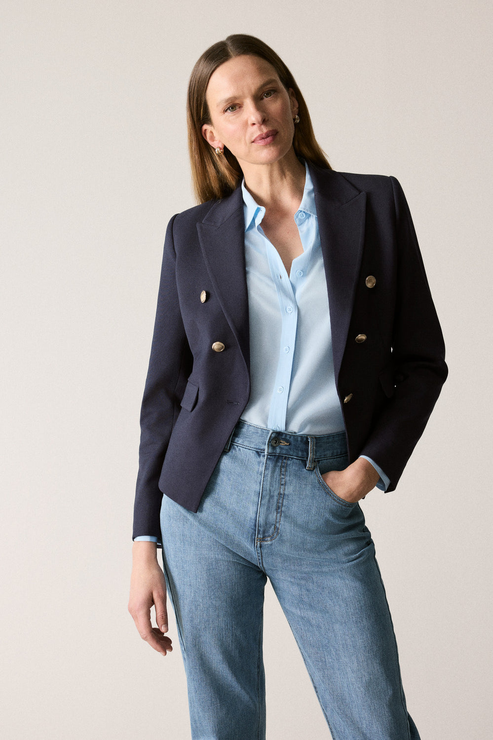 Mock Double Breasted Blazer