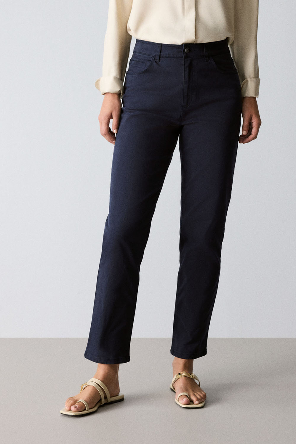 Sateen Straight Leg Jean