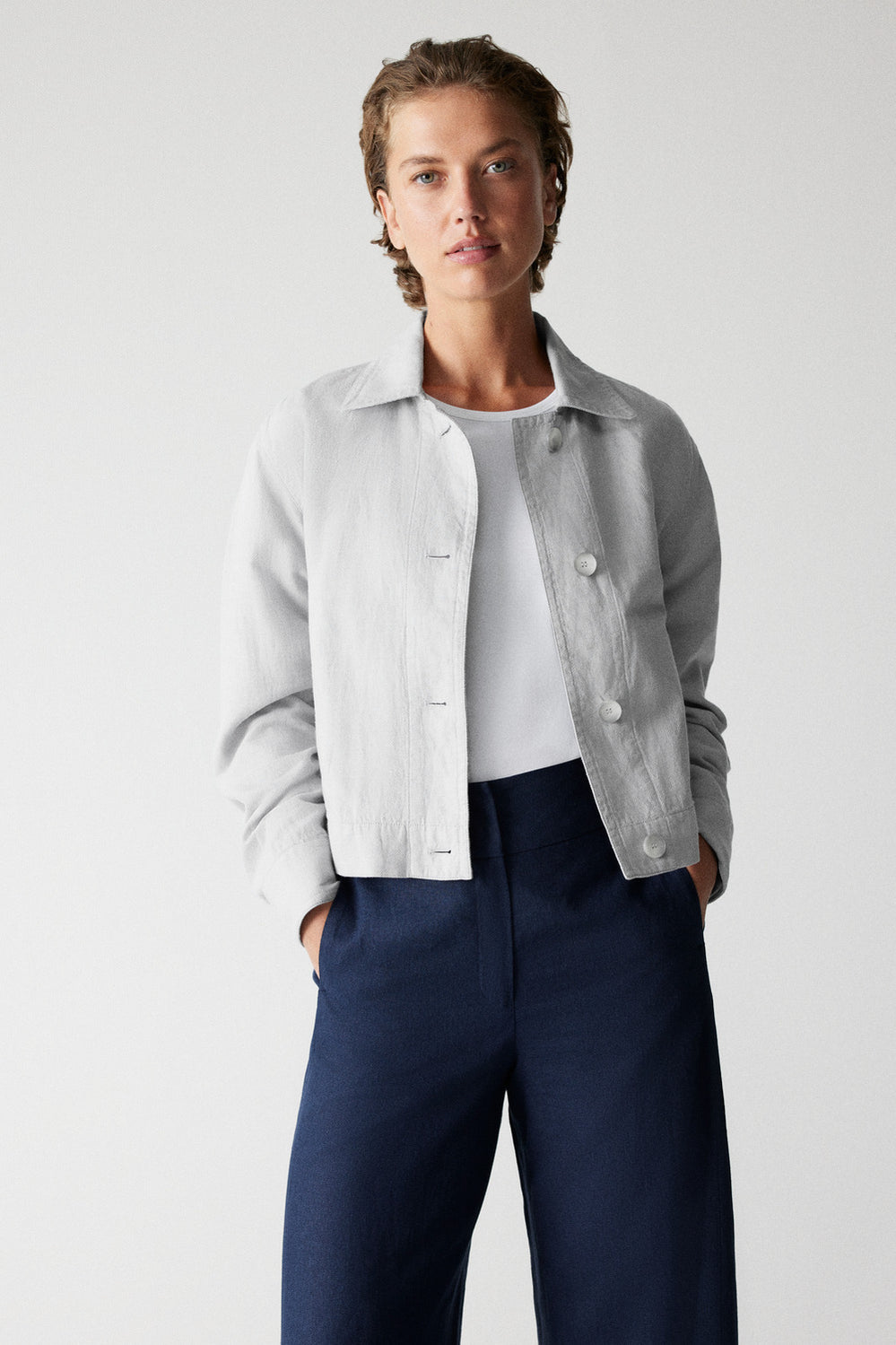 Cotton Linen Cropped Jacket
