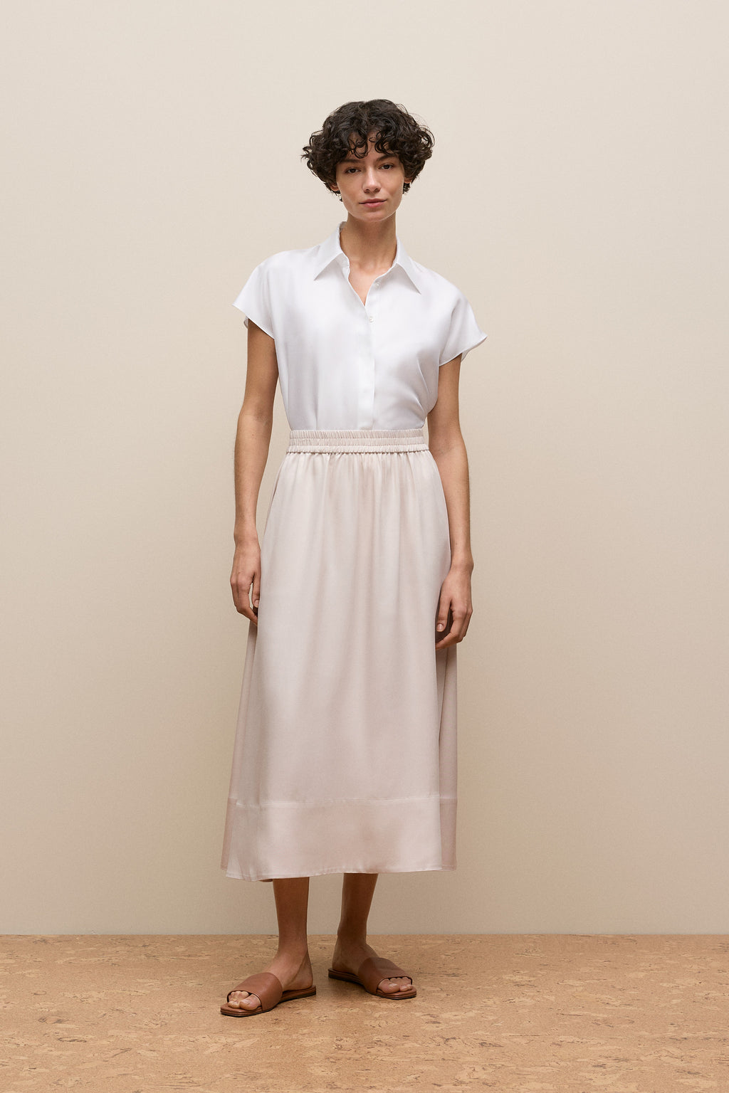Silk Twill Cap Sleeve Shirt