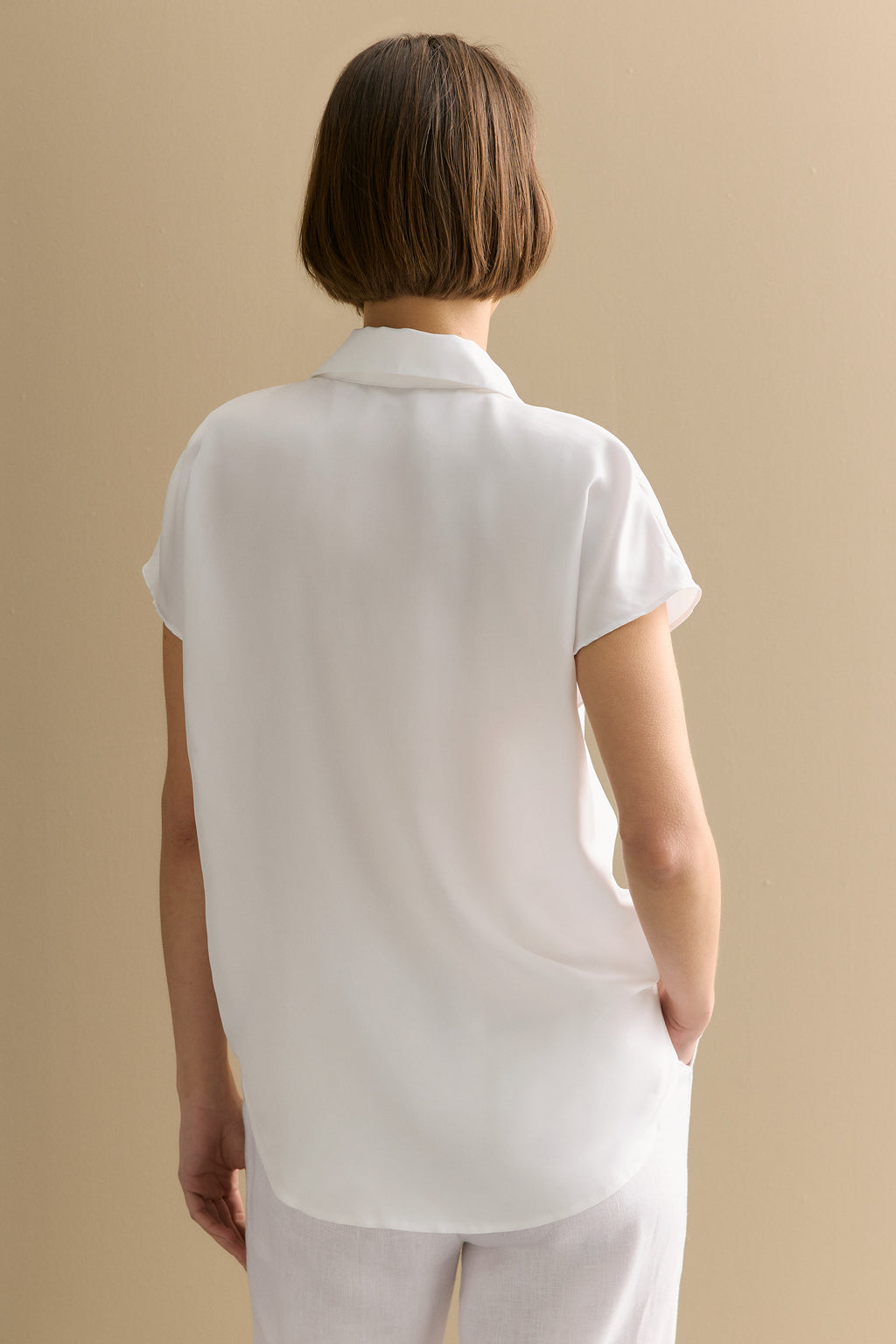 Silk Twill Cap Sleeve Shirt