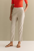 Yarn Dyed Stretch Linen Blend Pull On Pant