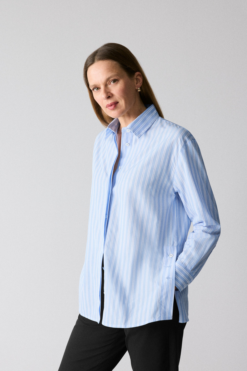 Stripe Side Button Detail Shirt