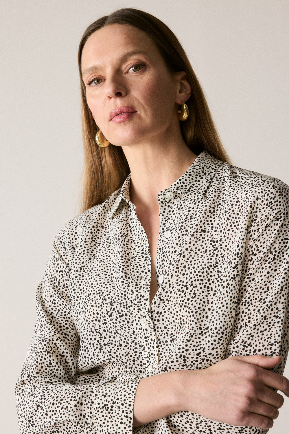 Silk Speckle Print Shirt
