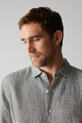 Tailored Fit Linen Mini Grid Check Shirt