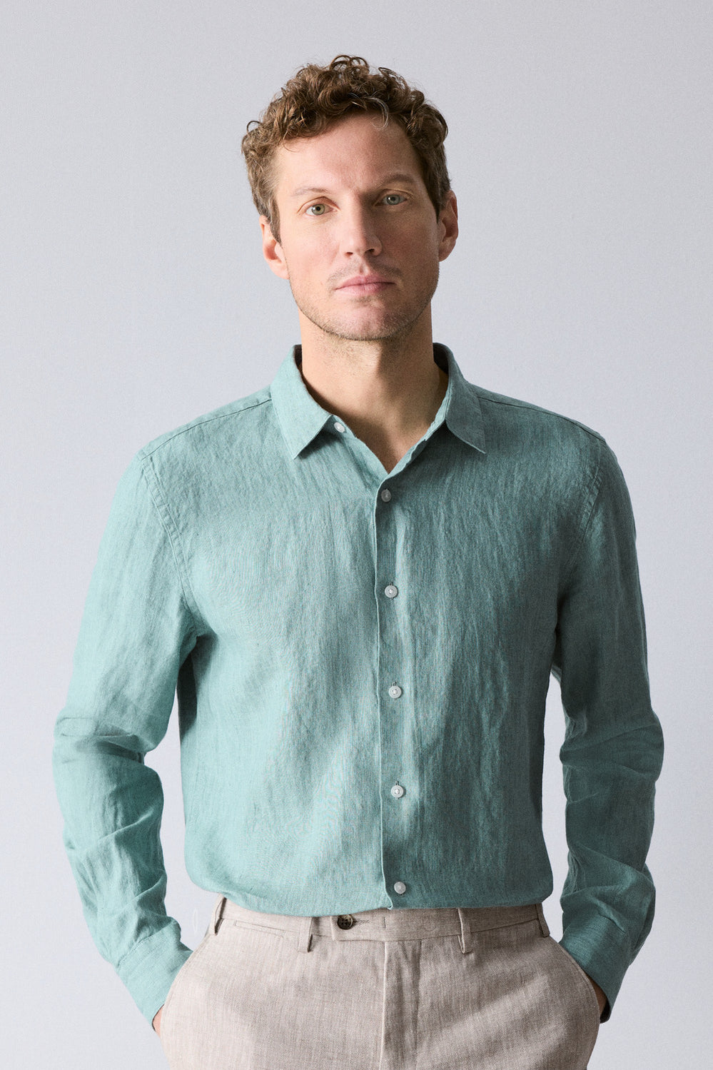 Tailored Fit Delave Linen Long Sleeve Shirt