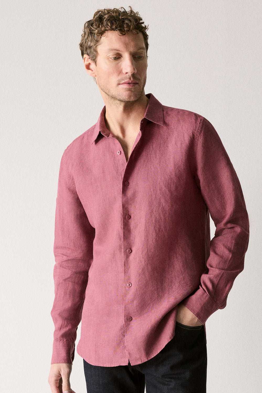 Tailored Fit Delave Linen Long Sleeve Shirt