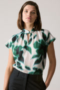 Blurred Floral Twist Detail Top