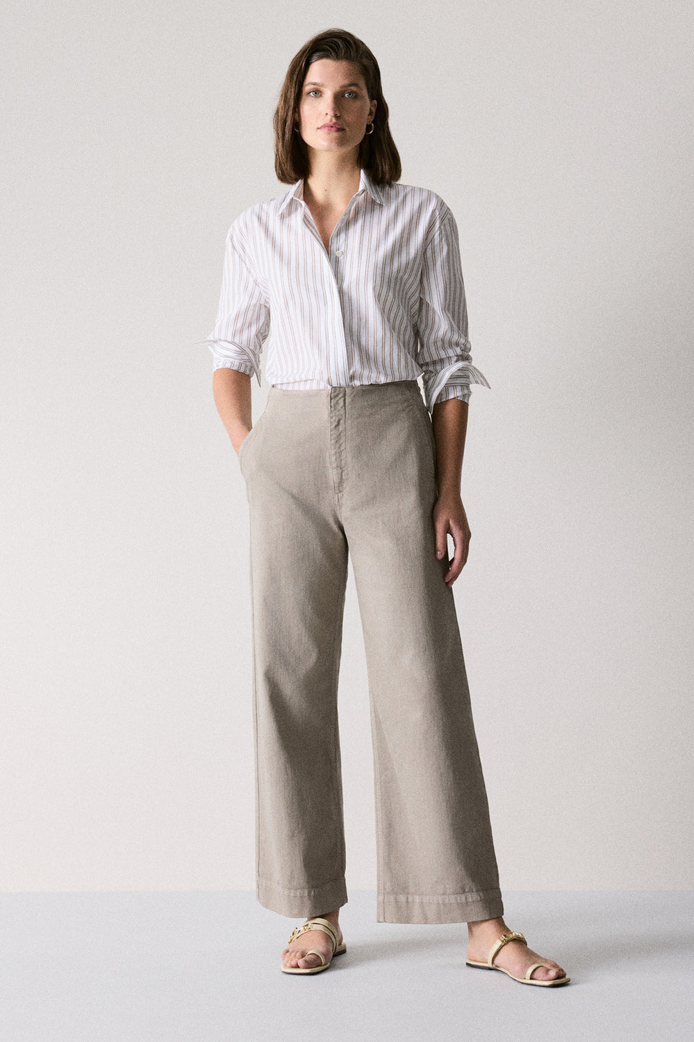 Garment Dyed Denim Wide Leg Pant