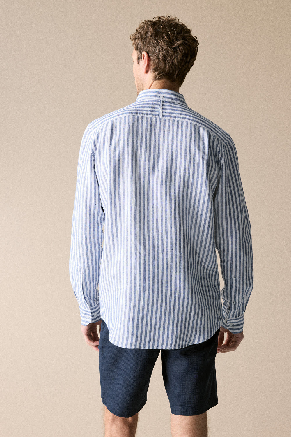 Regular Fit Delave Linen Bold Stripe Shirt