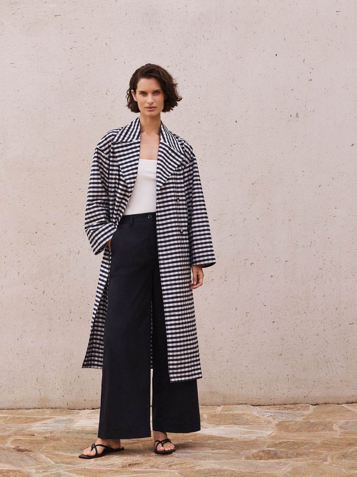 Sateen Blend Wide Leg Pant