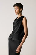 Satin Pleat Shoulder Shell Top