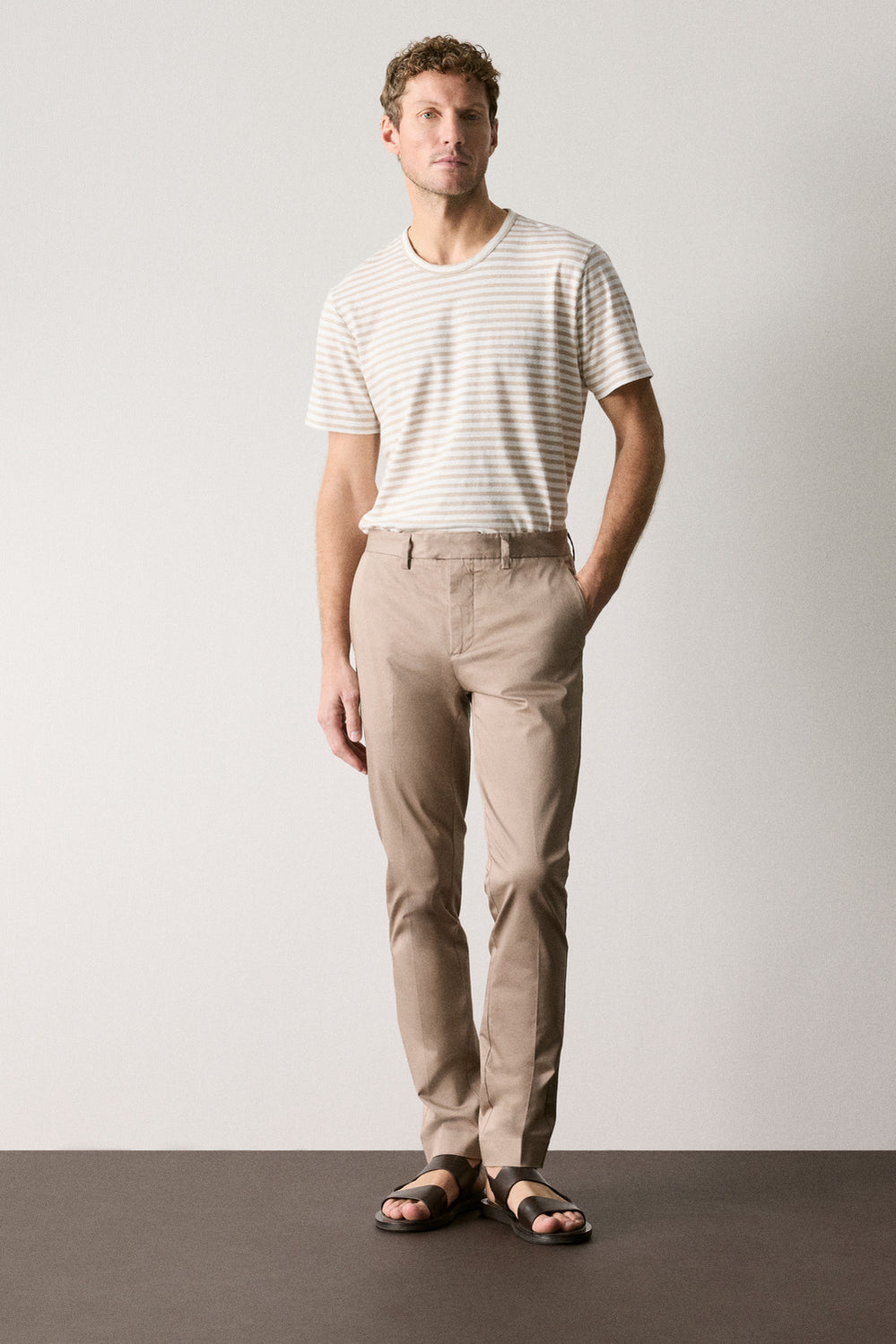 Regular Fit Cotton Sateen Chino