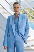 Viscose Linen Blend Double Breasted Blazer