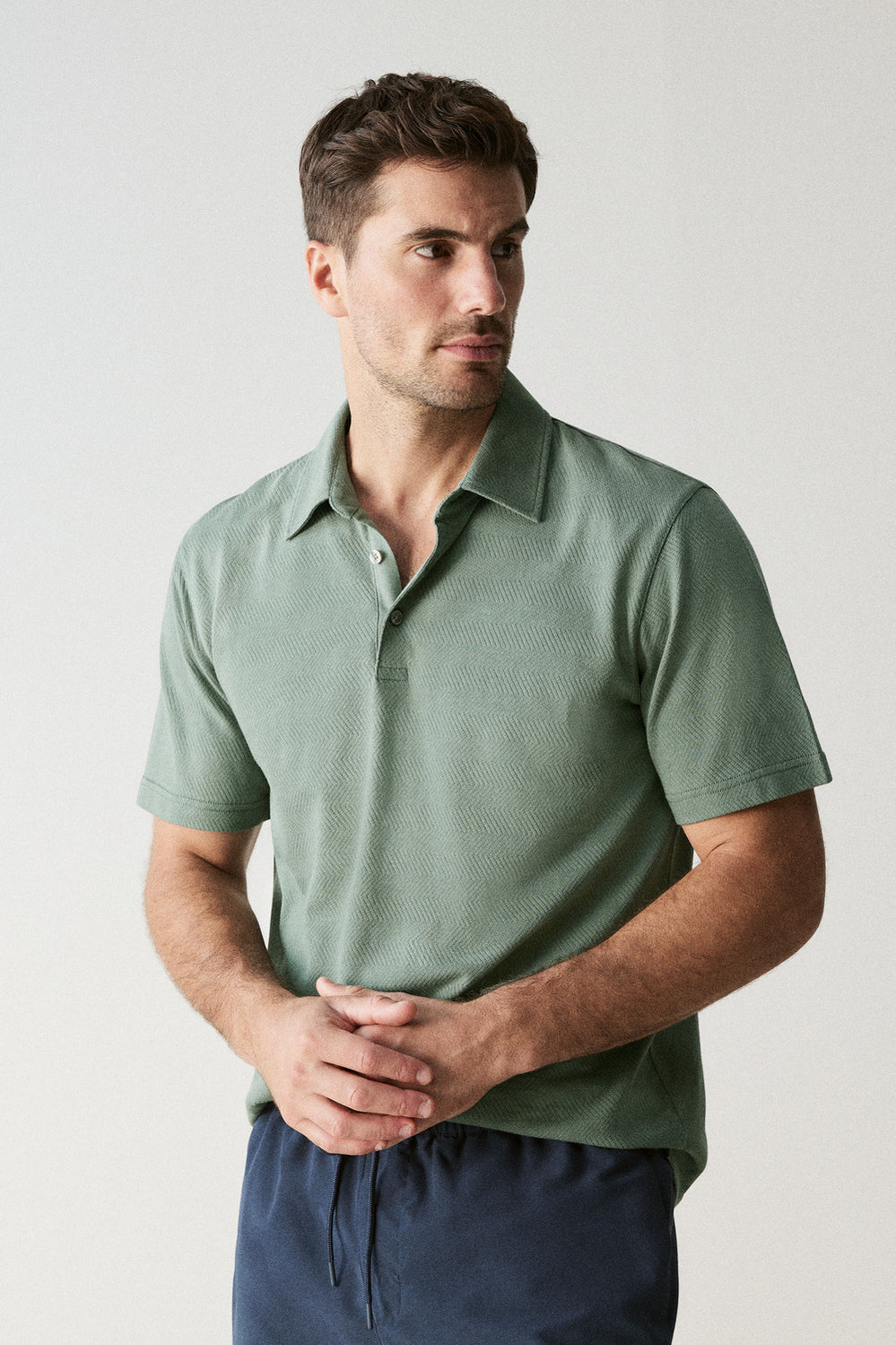 Cotton Herringbone Jacquard Polo