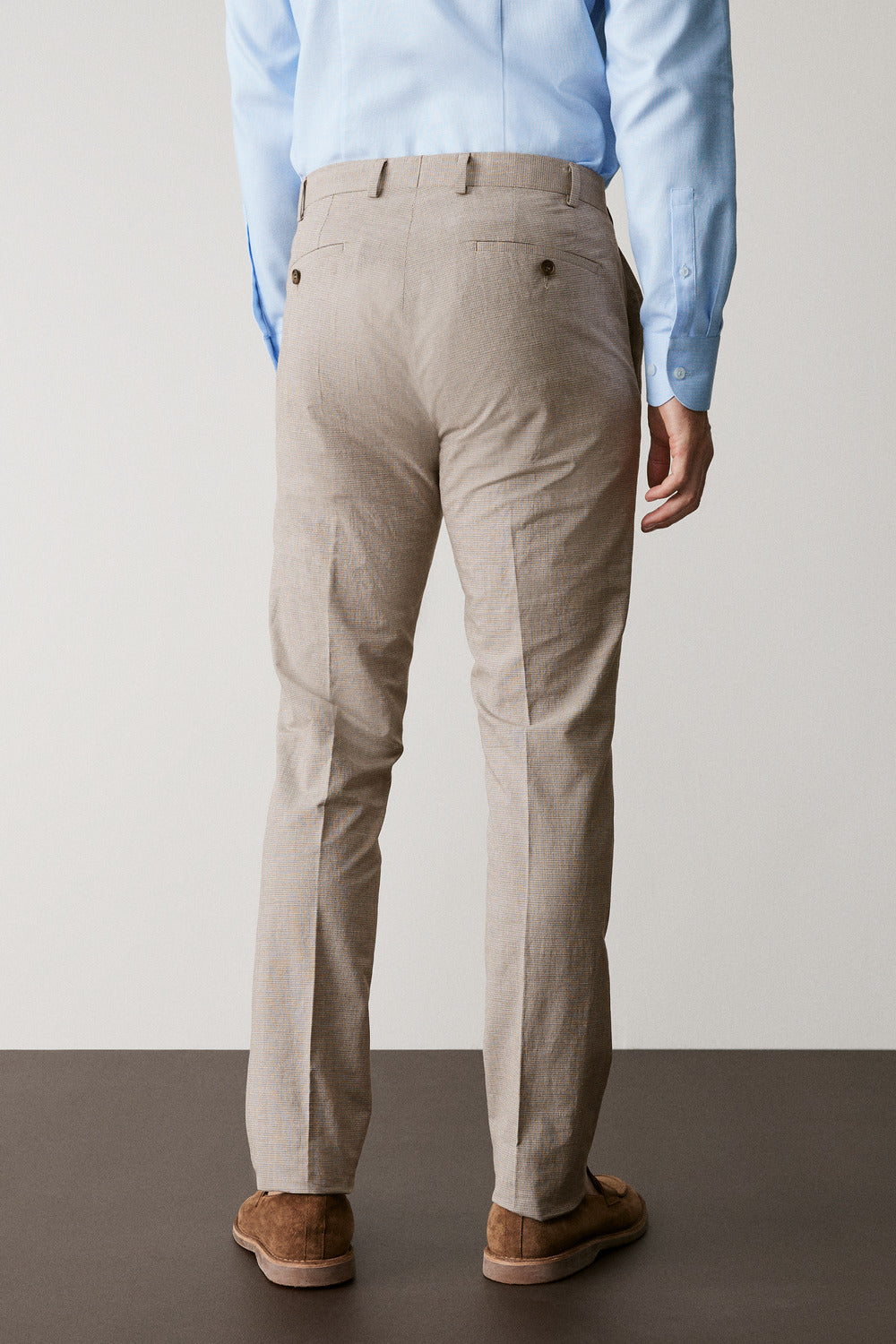 Italian Cotton Linen Check Slim Pant