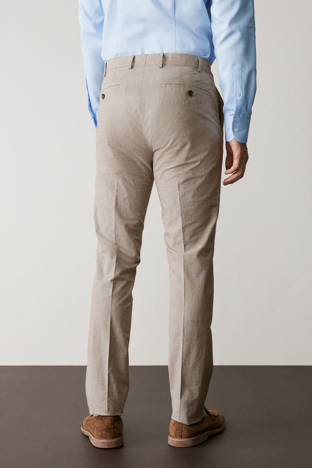 Italian Cotton Linen Check Slim Pant