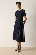 Cap Sleeve Stripe Detail Dress