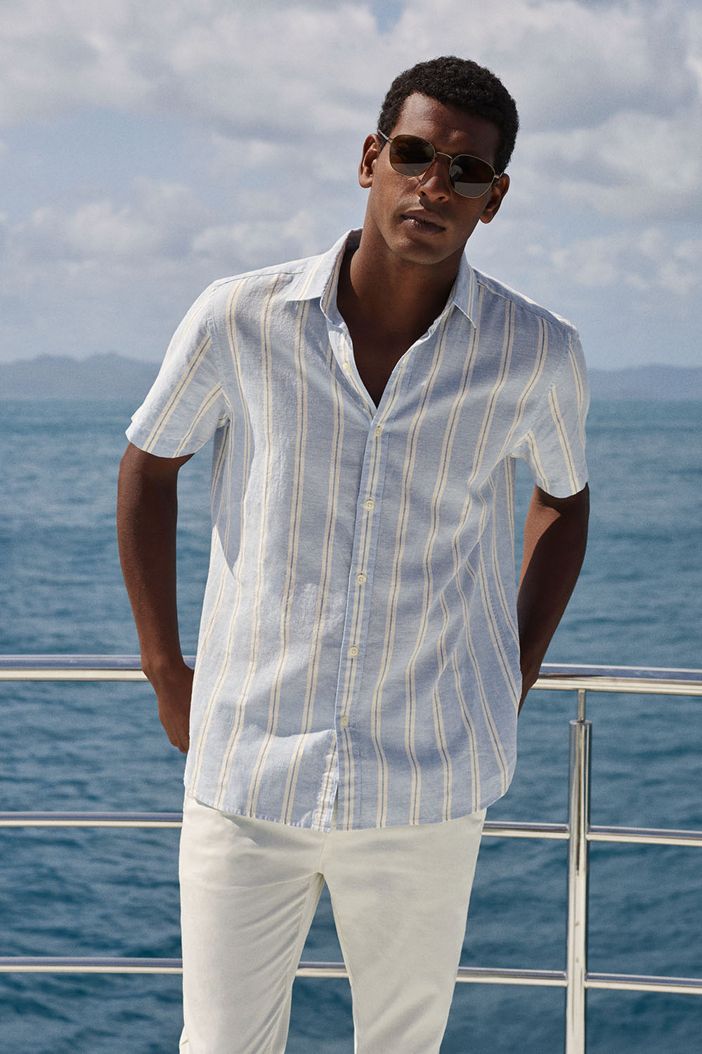 Regular Fit Linen Cotton Stripe Shirt