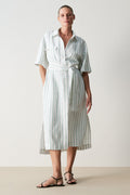 Yarn Dyed Linen Stripe Relaxed Shirt Dress
